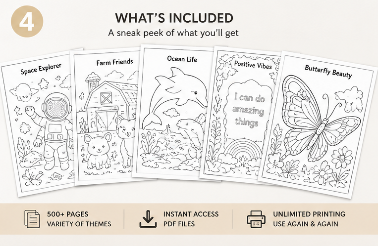 Quiet Page General Coloring Activity Bundle — 39 Screen-Free Printable Pages