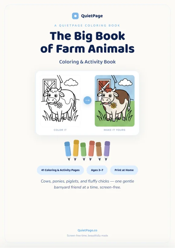 Farm Animals coloring book cover