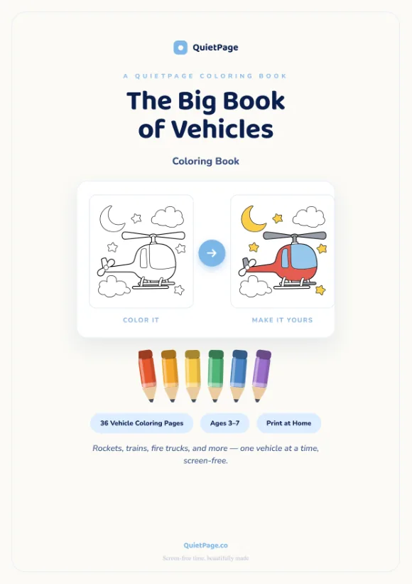Vehicles coloring book cover