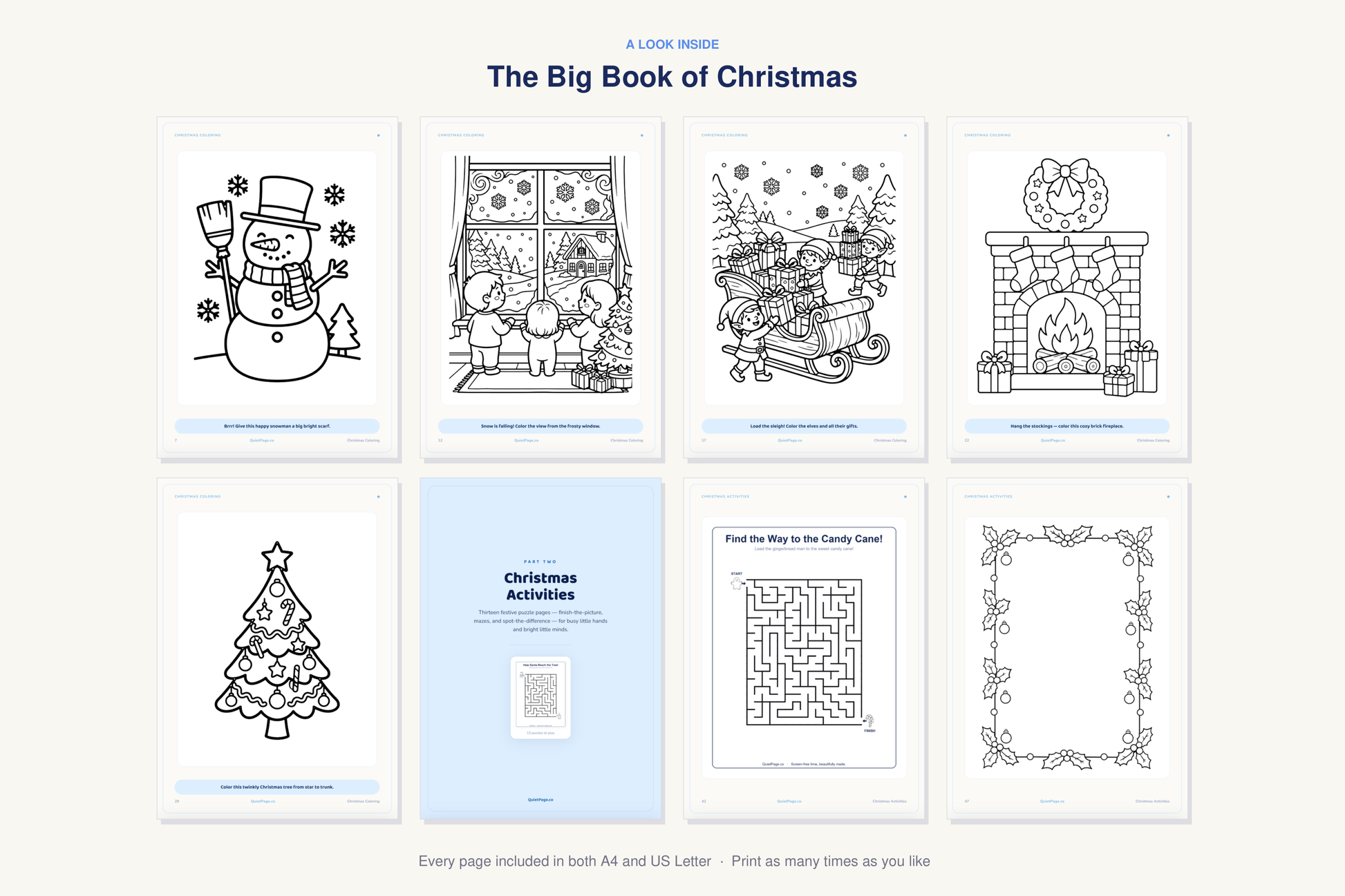 A look inside The Big Book of Christmas — real sample pages from the printable coloring book