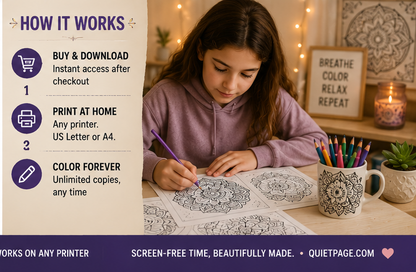 Quiet Page Mandalas & Patterns Activity Bundle — 37 Screen-Free Printable Pages