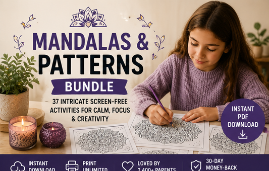 Quiet Page Mandalas & Patterns Activity Bundle — 37 Screen-Free Printable Pages