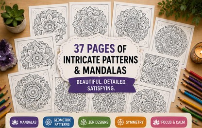 Quiet Page Mandalas & Patterns Activity Bundle — 37 Screen-Free Printable Pages