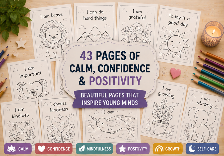 Quiet Page Mindfulness & Affirmations Activity Bundle — 43 Screen-Free Printable Pages