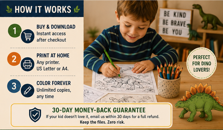 Quiet Page Dinosaurs Activity Bundle — 50 Screen-Free Printable Pages