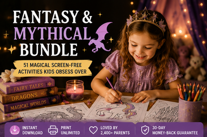 Quiet Page Fantasy & Mythical Activity Bundle — 51 Screen-Free Printable Pages