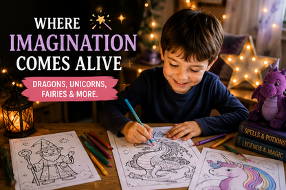 Quiet Page Fantasy & Mythical Activity Bundle — 51 Screen-Free Printable Pages