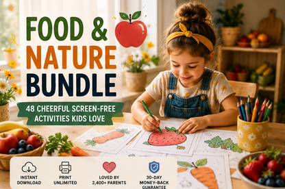 Quiet Page Food & Nature Activity Bundle — 48 Screen-Free Printable Pages