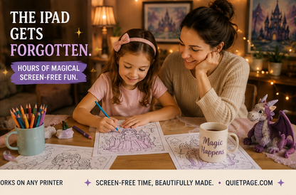 Quiet Page Fantasy & Mythical Activity Bundle — 51 Screen-Free Printable Pages