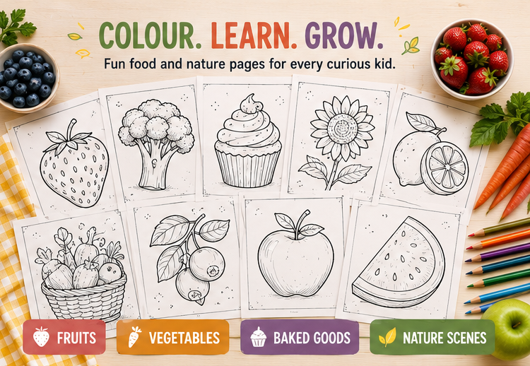 Quiet Page Food & Nature Activity Bundle — 48 Screen-Free Printable Pages