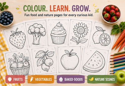 Quiet Page Food & Nature Activity Bundle — 48 Screen-Free Printable Pages