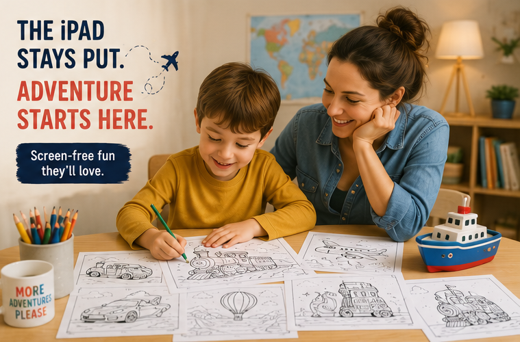 Quiet Page Places & Vehicles Activity Bundle — 38 Screen-Free Printable Pages