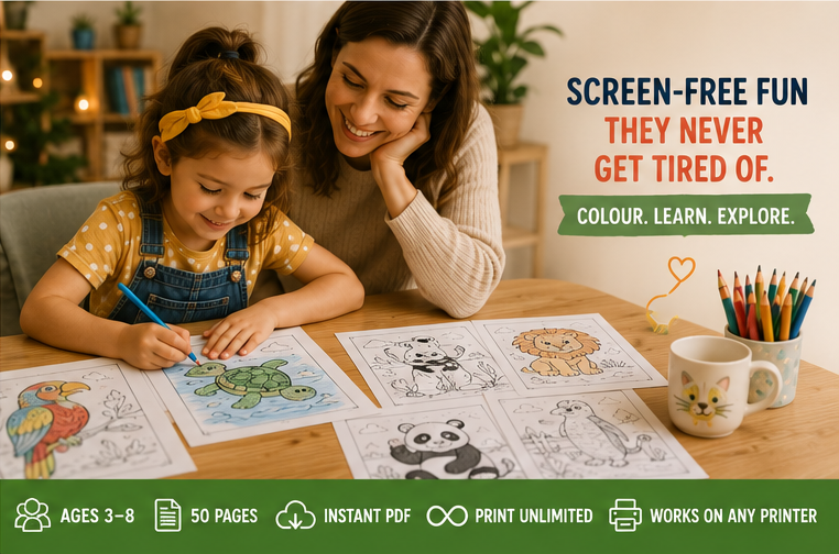 Quiet Page Animals Activity Bundle — 50 Screen-Free Printable Pages