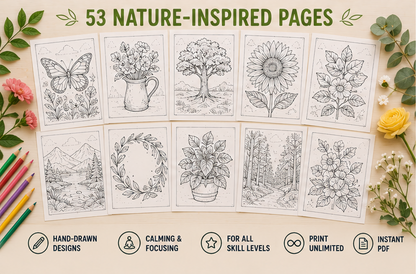 Quiet Page Nature & Plants Activity Bundle — 53 Screen-Free Printable Pages