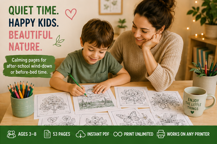 Quiet Page Nature & Plants Activity Bundle — 53 Screen-Free Printable Pages