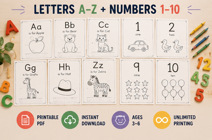Quiet Page Alphabet & Numbers Activity Bundle — 53 Screen-Free Printable Pages