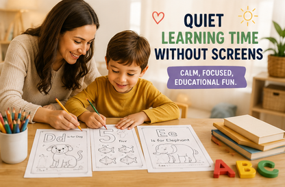 Quiet Page Alphabet & Numbers Activity Bundle — 53 Screen-Free Printable Pages