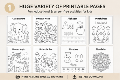 Quiet Page General Coloring Activity Bundle — 39 Screen-Free Printable Pages